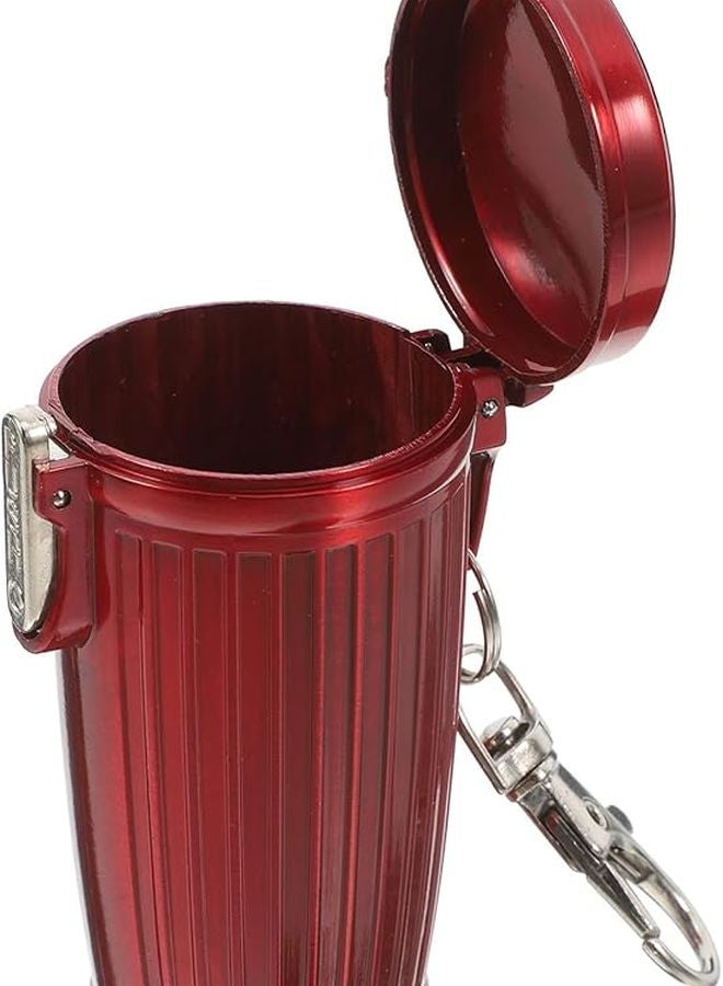 FRCOLOR علبة سجائر محمولة جيبية مع غطاء سلسلة مفاتيح مدمجة حمراء للسفر والسيارة والهواء الطلق - Image 1